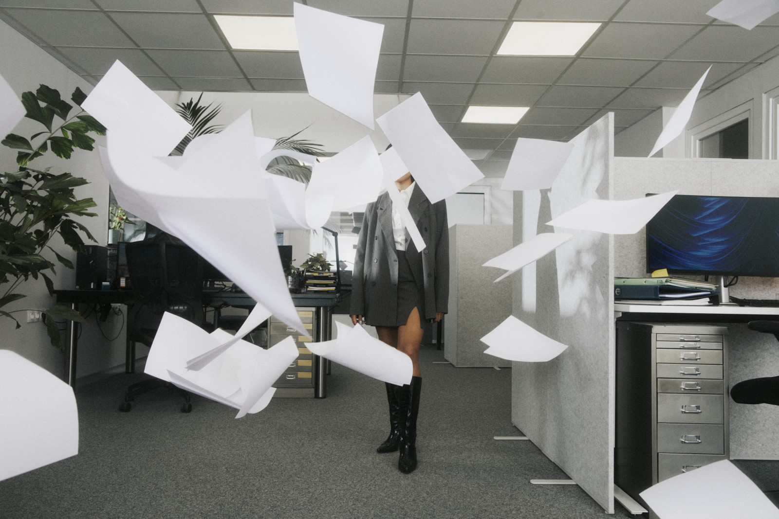 Chaotic Office Scene